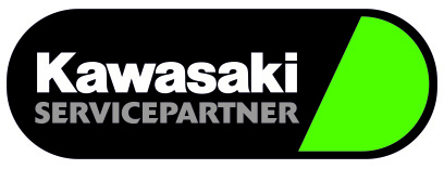 Kawasaki Logo mit Hinweis auf BikeTech Lohmann als offiziellen Vertragspartner und Servicebetrieb für Inspektion, Reparatur und Ersatzteile.