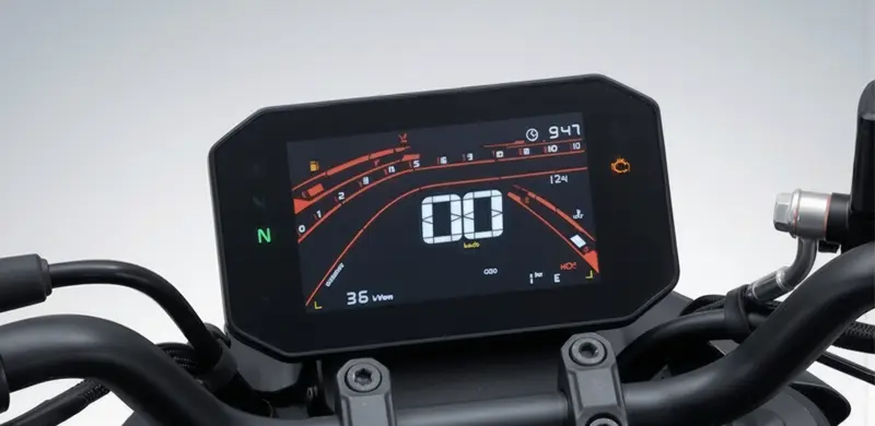 TFT-Cockpit der VOGE 125R mit digitaler Instrumentenanzeige