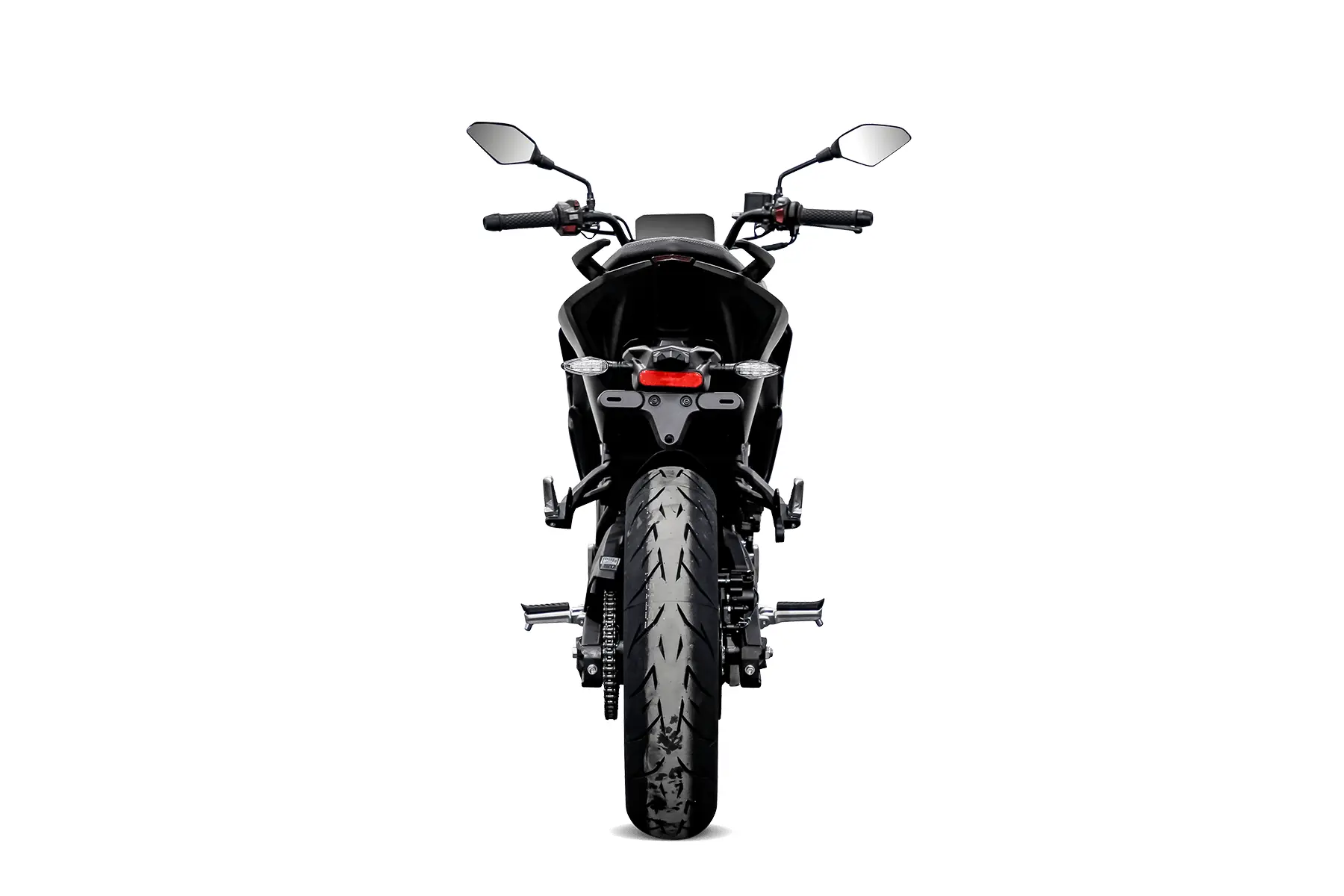 VOGE 125R Motorrad in Schwarz Heckansicht auf weißem Hintergrund
