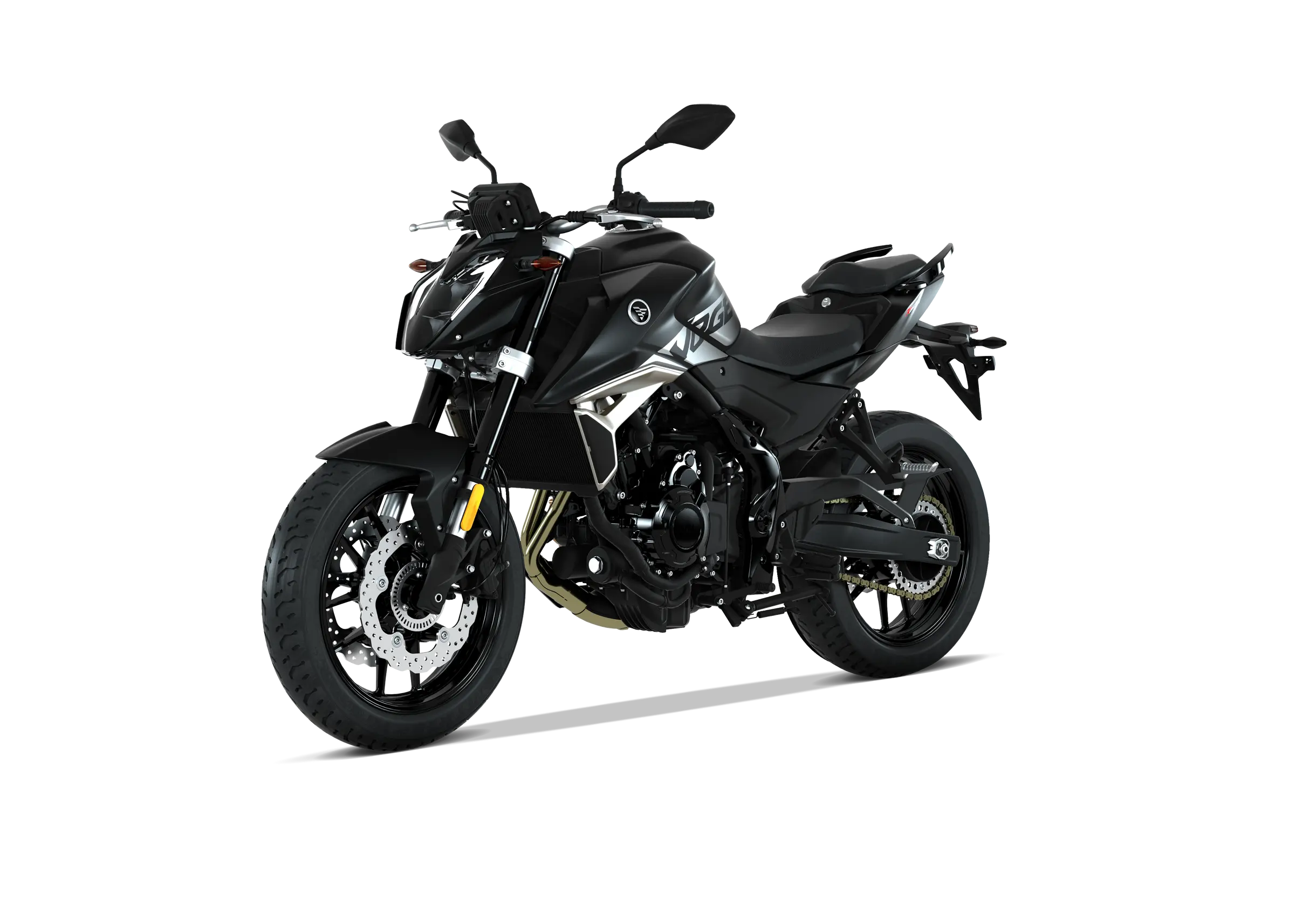 voge-r625-625r-matt-schwarz-links-frontansicht.jpg" alt="VOGE R625 / 625R in matt schwarz – linke Seitenansicht mit halbfrontalem Blick auf Scheinwerfer und Tank