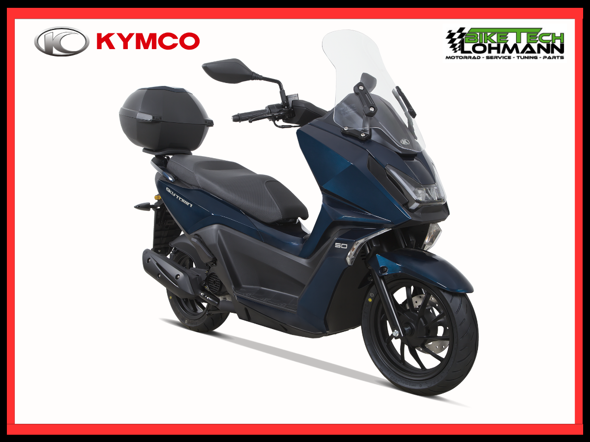 KYMCO SkyTown 50i Frontansicht – Modell 2025 bei BikeTech Lohmann KYMCO SkyTown 50i Modell 2025 – Frontansicht mit LED-Scheinwerfer, sofort verfügbar bei BikeTech Lohmann in Walsrode