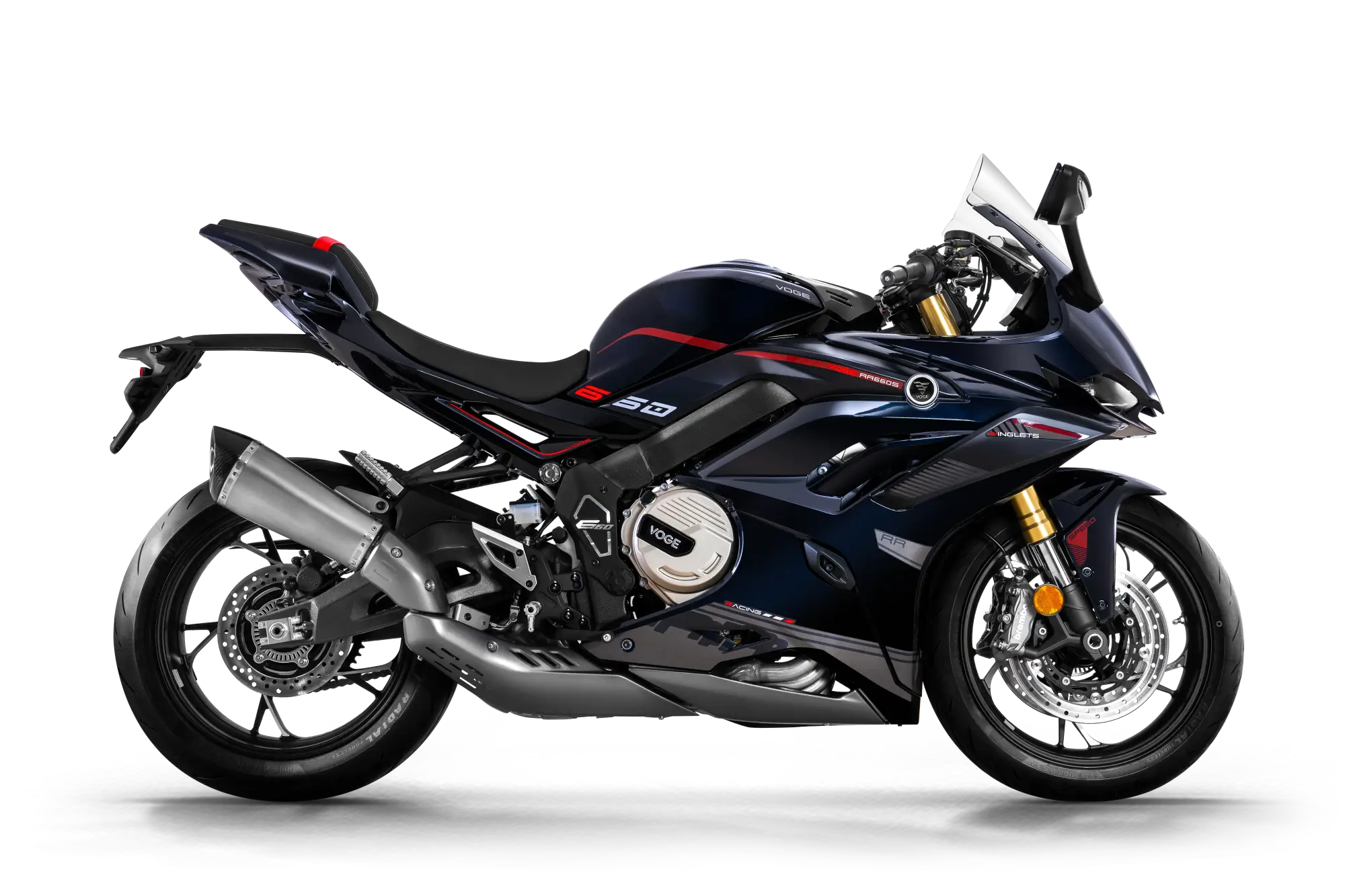 VOGE RR660S in Dunkelblau in vollständiger Seitenansicht