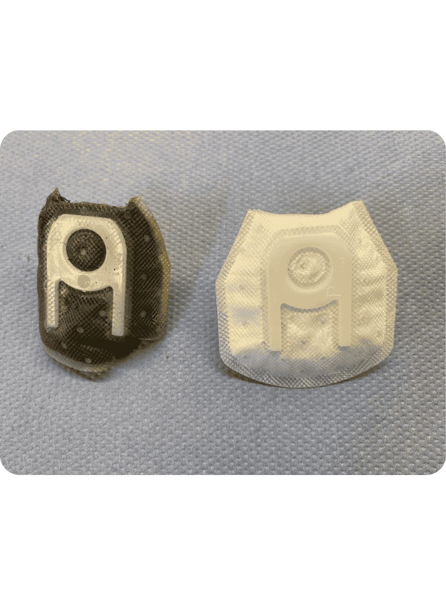 Verschmutzter Kraftstoffpumpenfilter im Vergleich zu neuem Filter – Ablagerungen durch E10 und Standzeit